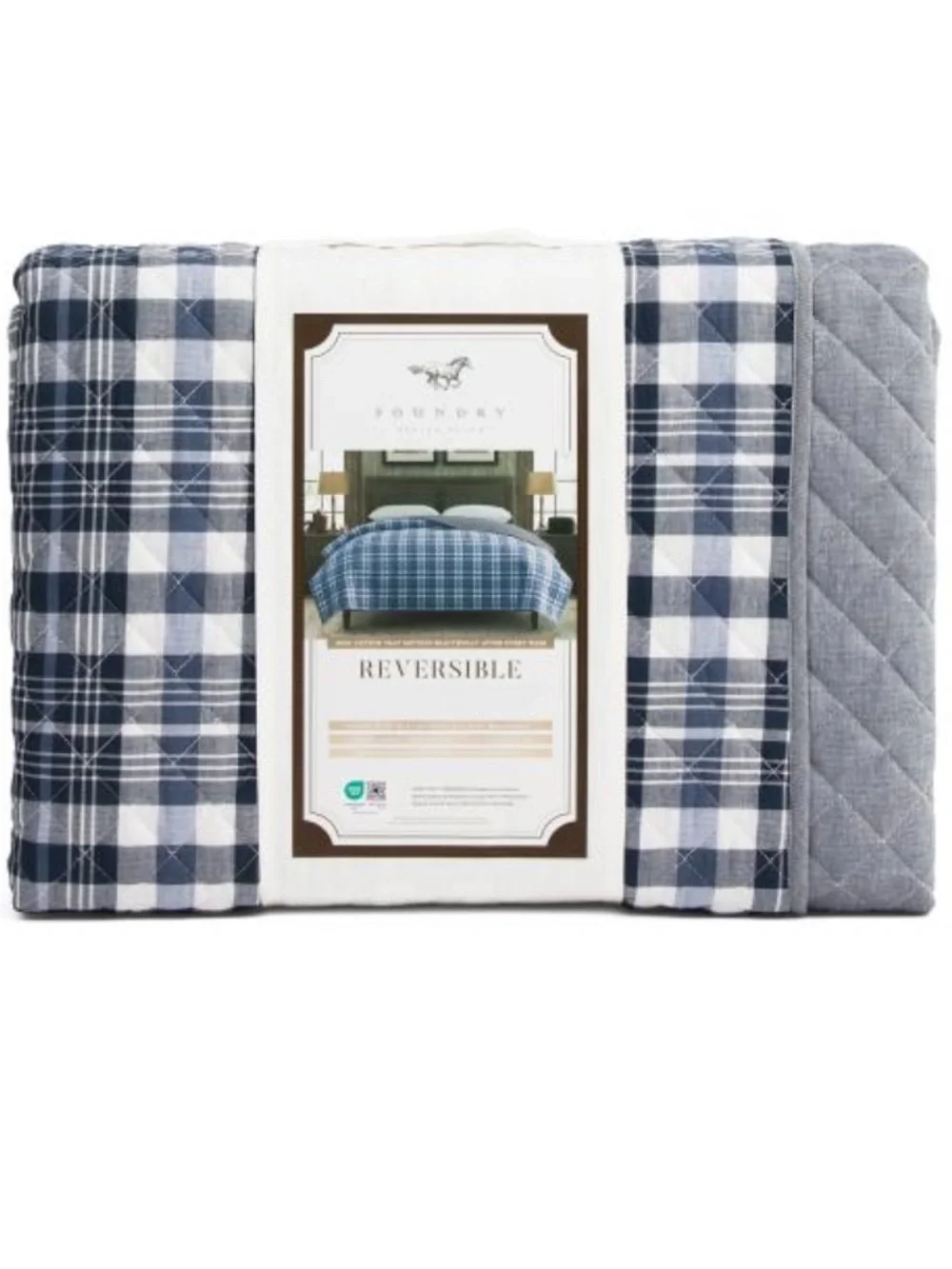 The Foundry Reversible Blue Plaid Quilt Comforter
